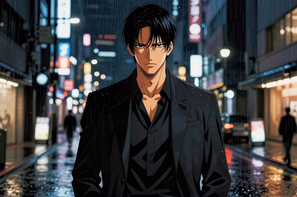 Guide complet du seinen manga : illustration style seinen avec ambiance urbaine nocturne