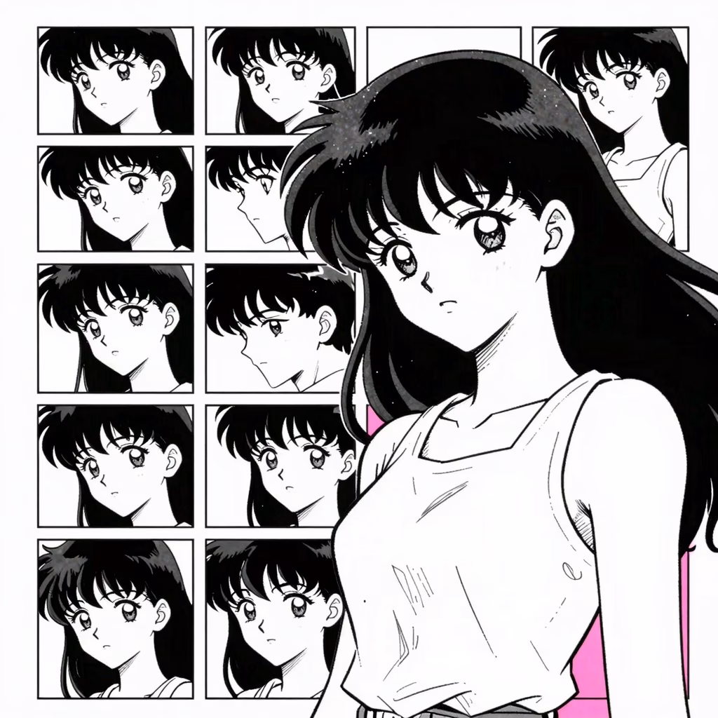 Évolution historique de l'ahegao dans le manga japonais depuis les années 1990, illustration en style vintage rétro avec panneaux manga et encre noire