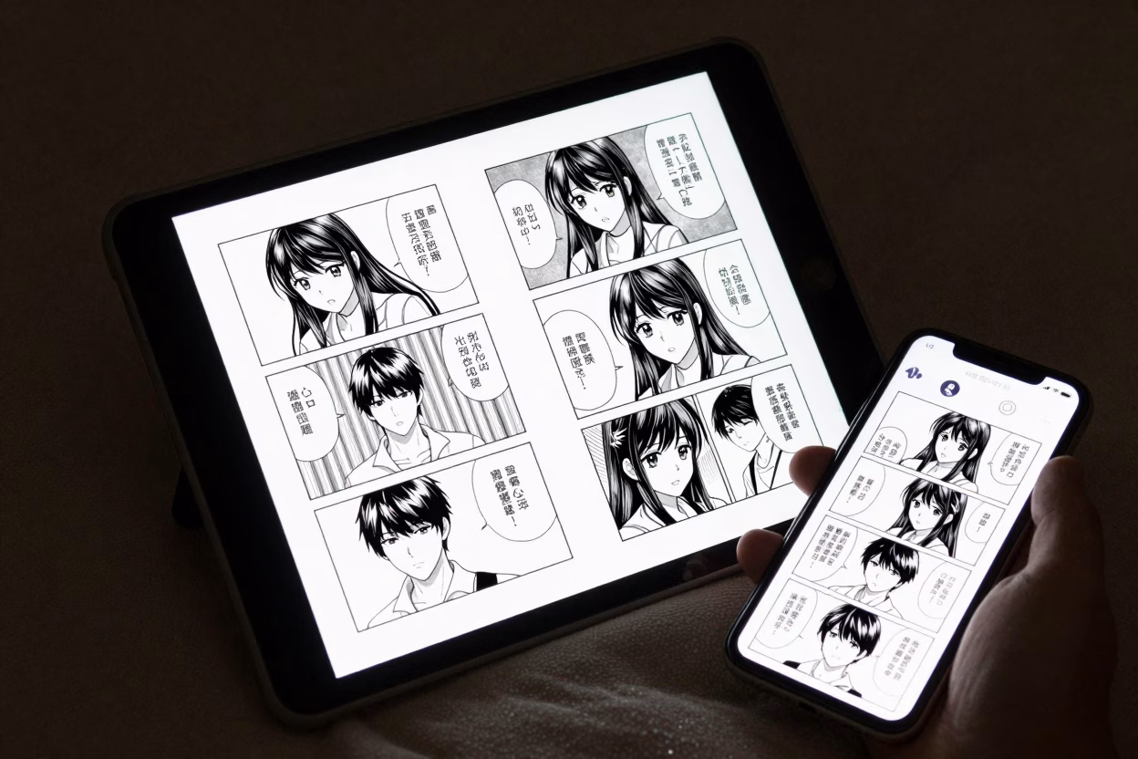Lecture de manga hentai sur tablette et smartphone, format digital